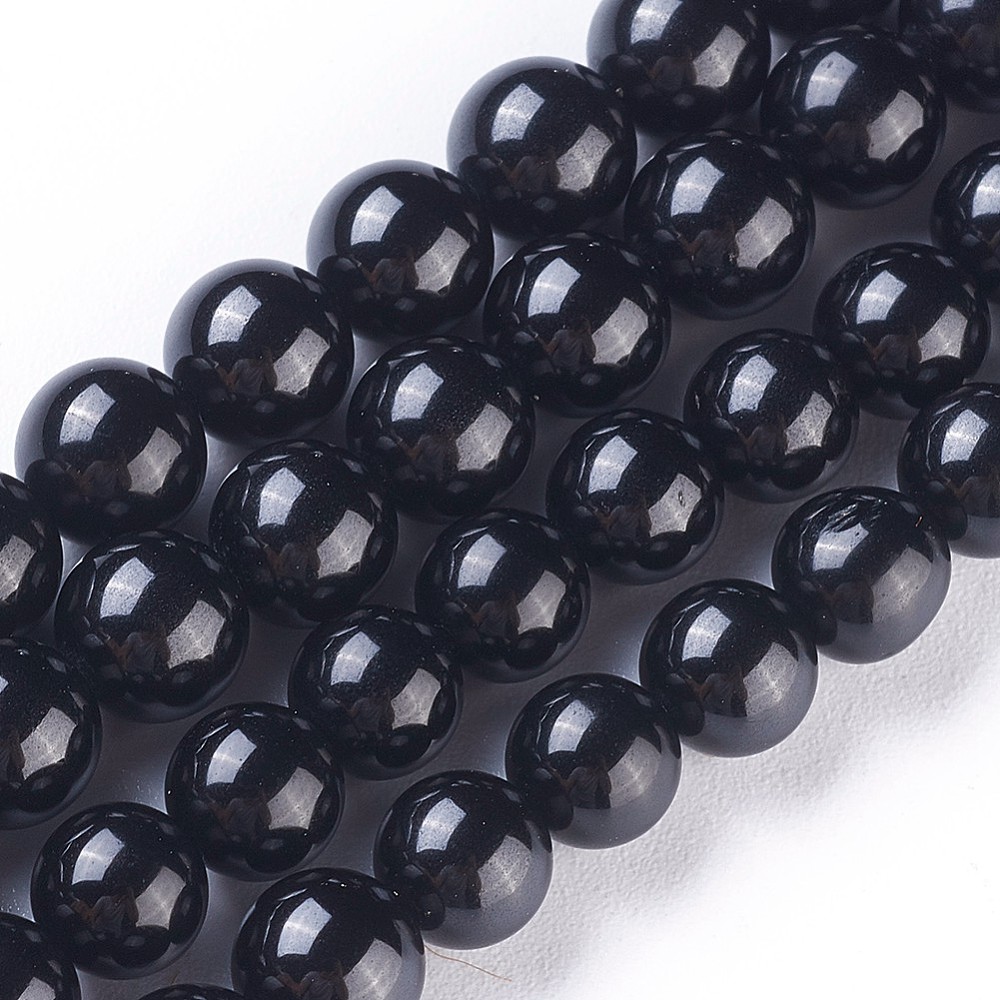 10 x edelsteen kralen van Black Spinel – 6 mm – kleur zwart – gat ca. 1 mm