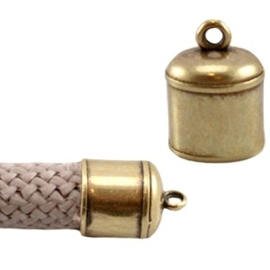 1 x  DQ metaal eindkap met oog (dreamz koord) Antiek brons (nikkelvrij) ca. 12 x 17 mm (Ø 10.3mm)