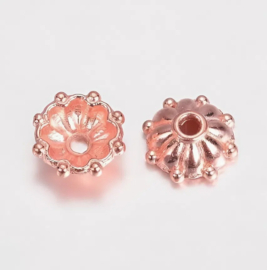 10 x Kralenkapjes 8 x 3 mm – gat 1 mm – rose gold