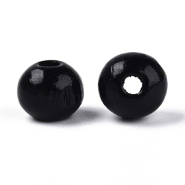 20 x Houten kralen rond 8 x 7 mm – gat 2 mm – Black