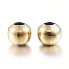 10 x  RVS 304 metalen kralen 8mm gat: 2,5~3mm goudkleur