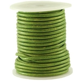 50cm DQ Leer rond 2 mm Fern green metallic