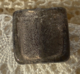 10x Zilver folie glaskraal vierkant 18 x 5,5mm Grijs