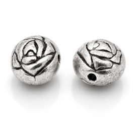 10 x Metalen bloemen kralen 10 x 8 mm – gat 1,5 mm – antiek zilverkleur