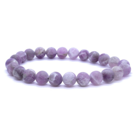 Armband met elastiek met matte amethyst kralen 8mm