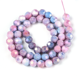 1 x Glaskralen streng facetgeslepen rond 7,8-8,2 x 7,8 mm – gat 1 mm – Cornflower Blue