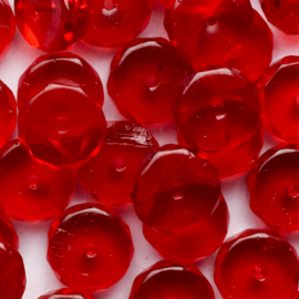 10 x Tsjechië kraal kristal facet disc 4 x 10mm kleur: rood gat: 1mm