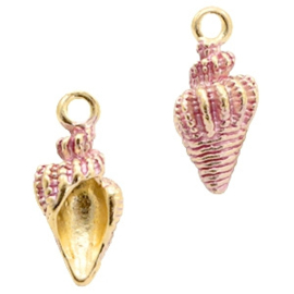 2 x Metalen bedels shell Gold-pink ca. 19x9mm (Ø1.9mm) (Nikkelvrij)