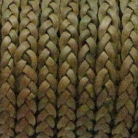 1 x  Rol plat gevlochten DQ leer Natural Brown 5 x 2mm per 10 meter