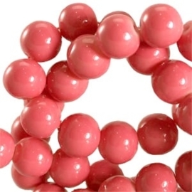 30 stuks keramische glaskralen 4mm  Rouge pink
