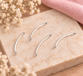 10 x Gebogen metalen staafjes met 2 oogjes 20 mm – oogjes ca. 1 mm – zilverkleur of goudkleur