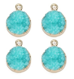 1 x  resin hanger druzy quartz 13,5 mm turquoise-gold