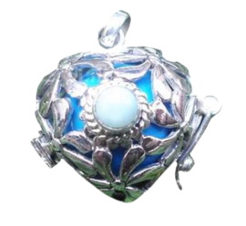 Echt Sterling 925 zilveren harmony ball Engelenroeper hartje blauw