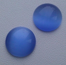 3 Plaksteen glas cate-eye rond 15mm blauw/paars