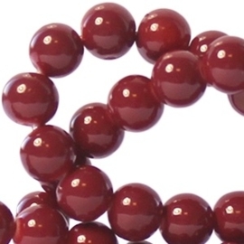 15 stuks Keramische Glaskralen 8mm 	Deep garnet red