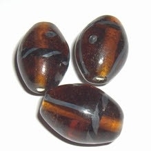 10 x Glaskraal ovaal 18,5x13mm bruin met motief