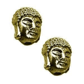 2 x Metalen Kraal Buddha 11x9x8 mm Antiek Brons Ø1.5 mm