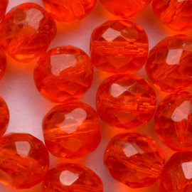 10 x Ronde Tsjechische kralen facet kristal 10mm kleur: helder rood gat: 1mm