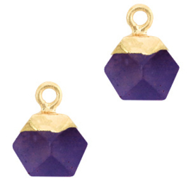 1 x Natuursteen hangers hexagon Purple-gold Berg Kristal