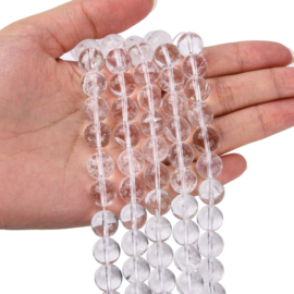 10 x Edelsteen kralen bergkristal 10 mm – gat 1,2 mm – transparant