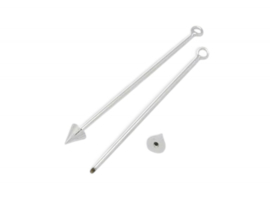 1 x Wisselhanger voor kralen, geen punt maar schroefdraad met dopje 60 x 1mm oogje: 2mm Platinum kleur