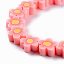 10 x Handgemaakte polymeer kralen bloem 9,5 x 4,4mm (gat Ø1,7mm) Light salmon peach pink