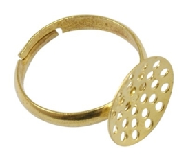 Verstelbare basis ring,Goud, Ø  c.a.17 mm , maat van de ringdop: 14mm