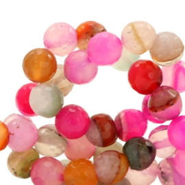 10 x natuursteen kralen facet geslepen 8mm Multicolor fuchsia-pink opal