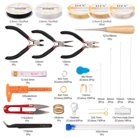 Compleet Starters pakket sieraden maken, sieraden onderdelen, gereedschap en meer! Zilverkleur en goudkleur