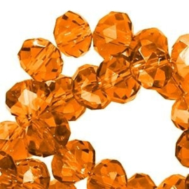 15 x Topfacet kralen 8x6 mm Okergeel Oranje