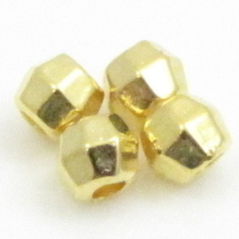 2 x DQ metaal kraal  facet c.a. 3,5mm gat 1,4mm goudkleur (Nikkelvrij)