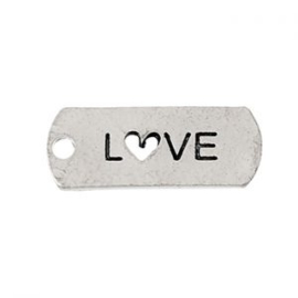 2 x Metalen Bedel Antiek Zilver Love maat: 21x8 mm ♥ 