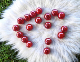 25 x Transparante DQ Glasparel – 8 mm – Kleur Ruby – Gat ca. 1 mm