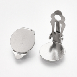 2 x RVS 304 basisclips oorbellen 18 x 10 x 6mm tray 10mm gat: 3mm (In bestelling)