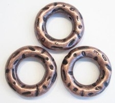 2 x Antiek koperen ovale kunststof boei-ring 30 mm