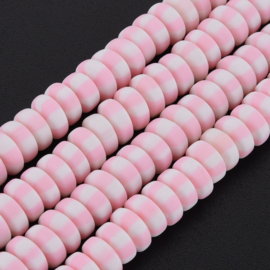 20 x Polymeer kralen rondellen 7mm Pink