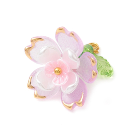 2 x Bloem bedel acryl 17,5 x 18 x 19 mm – gat 1,8 mm – Cashmere Rose