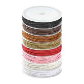 8 rollen Waxkoord katoen 1 mm – diverse kleuren (past niet door de brievenbus)
