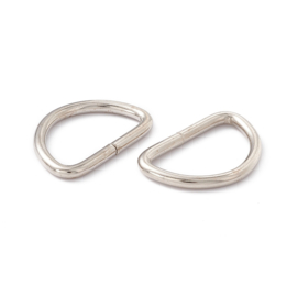 4 x stevige open metalen D-ringen – 20 x 31,5 x 3 mm – platinumkleur – binnenmaat ca. 15 x 25,4 mm