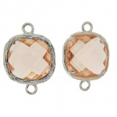 Tussenstuk metaal cubic zirconia facet oranje 13x18mm