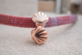 1 x DQ metaal schuiver schelp ca. 9 x 8 mm – Ø 5 x 2,5 mm – rose gold kleur (rosegoud) (Nikkelvrij)