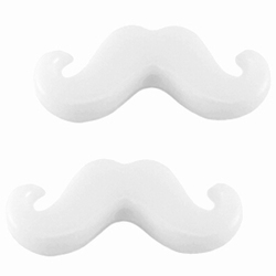 10 x acryl kraal moustache snor Wit 20 x 8 mm