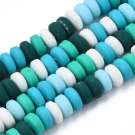 20 x Polymeer kralen rondellen 7mm mix Medium Sea Green