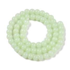 30 x Glaskralen imitatie jade rond 6-6,5 mm – gat 1,4 mm – Light Green