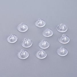 10 x achterkantjes/stoppers voor oorbellen hypoallergeen kunststof 6 x 10mm, gat: 0,5mm