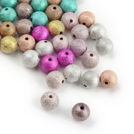 15 x Stardust acryl kralen spray painted mat rond 6 mm – gat 1,5 mm – mix kleuren