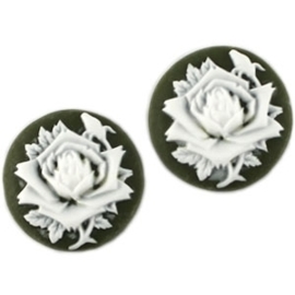 2 x Camee rond Army groen / wit 20mm