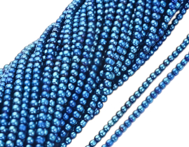 1 x Streng electroplate glaskralen 2,5 mm – gat 0,7 mm – blauw