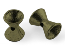 10 x Metalen diabolo kraal 10 x 8,5 x 8,5mm gat: 2mm geschikt voor 6mm puntsteen geel koper kleur
