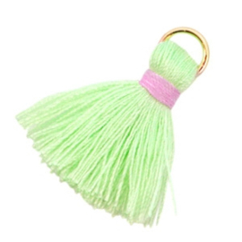 2 x Nieuw! Kwastjes Ibiza style 2cm Light flash green-pink